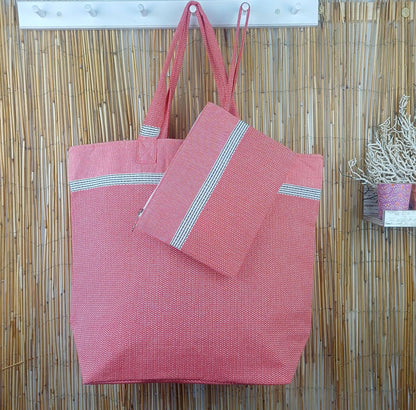 Sac de plage Bohémia Corail 100% coton