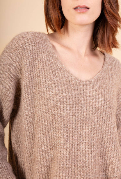 Pull Alpaga Epais Col V @33771_PuCoteletAlpaga