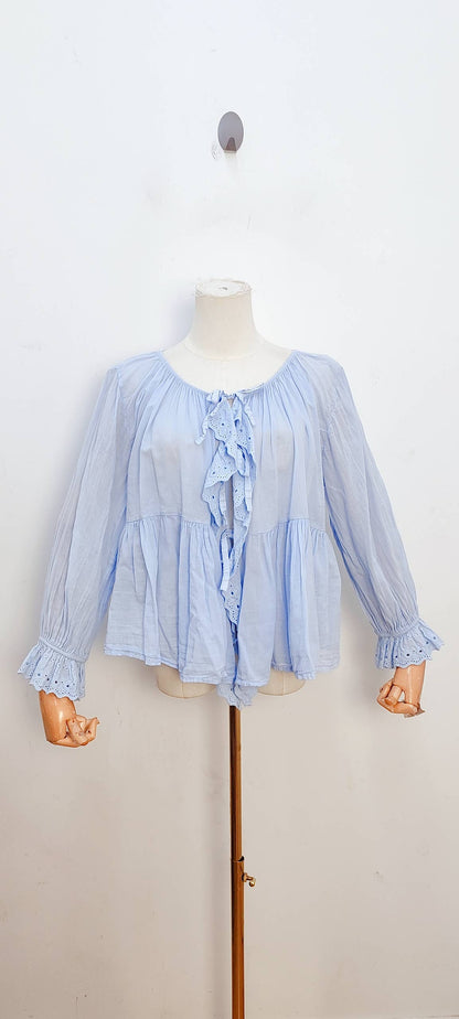 Blouse bohème manches longues à volants