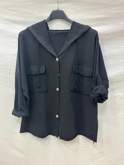 Gilet Boutonnage À Capuche Avec Deux Poches @10283_GiBoutPoc