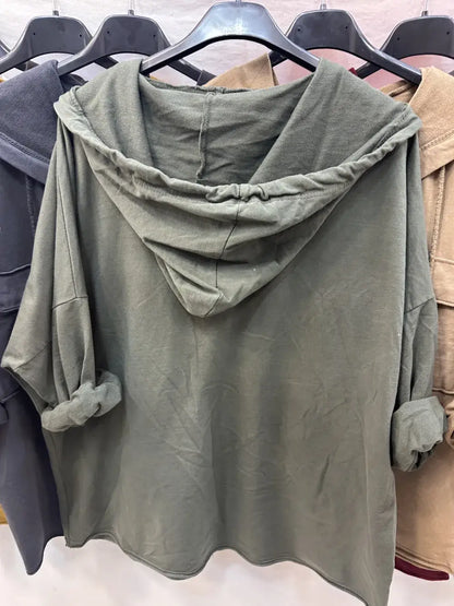 Gilet Boutonnage À Capuche Avec Deux Poches @10283_GiBoutPoc