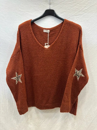 Pull Avec Deux Étoile Léopard  @23630_Pul2EtoileLeo