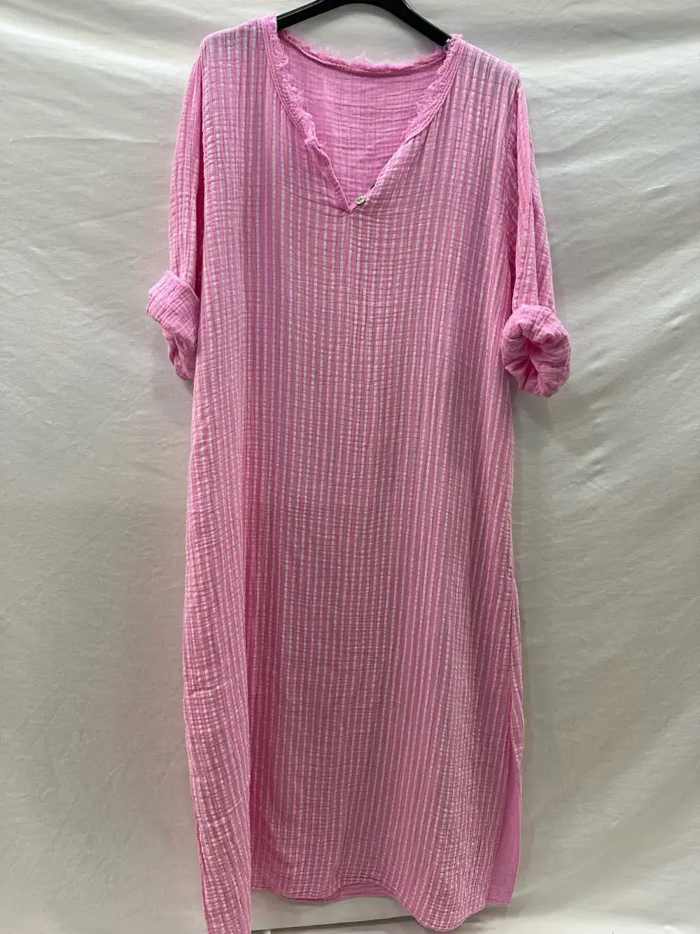 Robe longe  à rayure avec boutons @81820_RLBoutRayure
