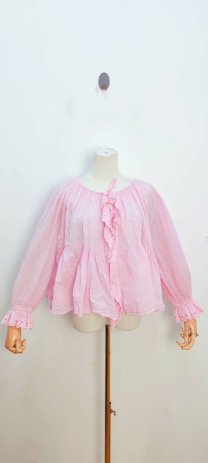 Blouse bohème manches longues à volants