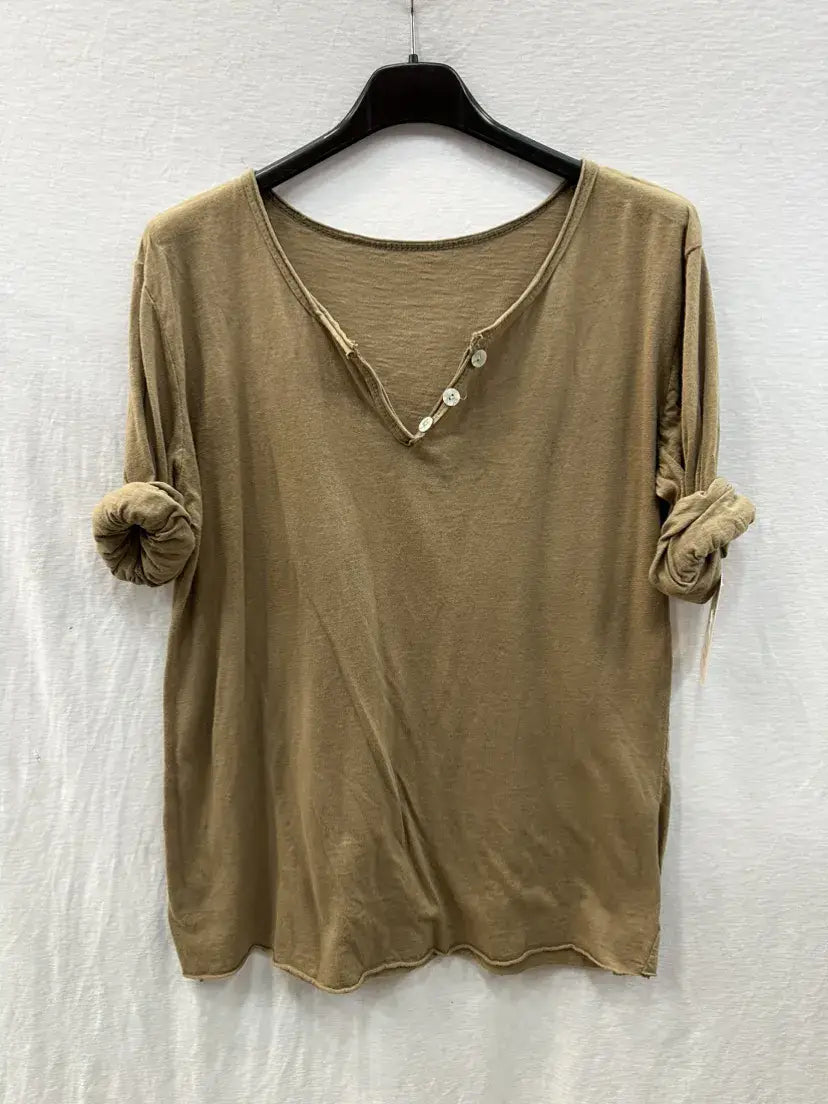 T-Shirt col tunisien manches longues @9925 col tunisien