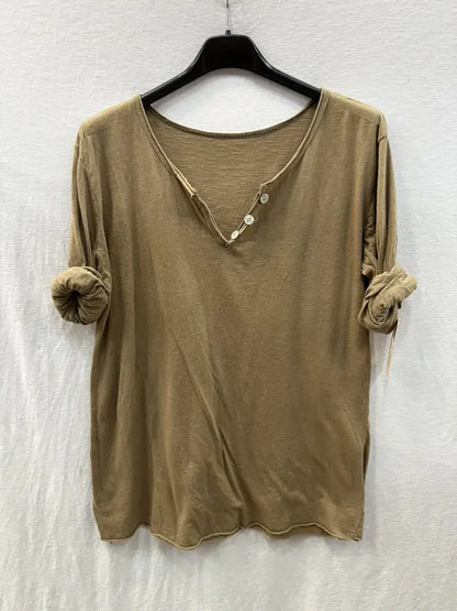 T-Shirt col tunisien manches longues @9925 col tunisien