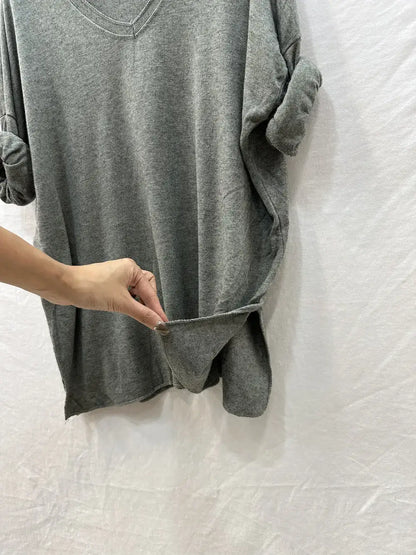 Pull en fine maille double col @6337_PulVVFente