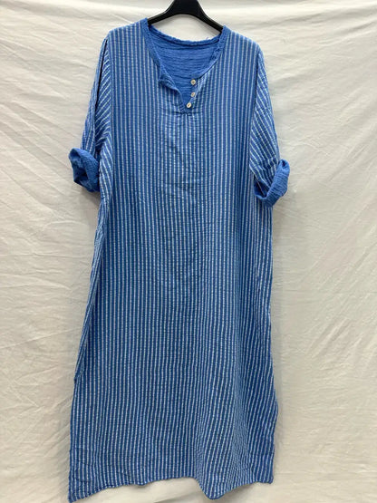 Robe longe  à rayure avec boutons @81820_RLBoutRayure