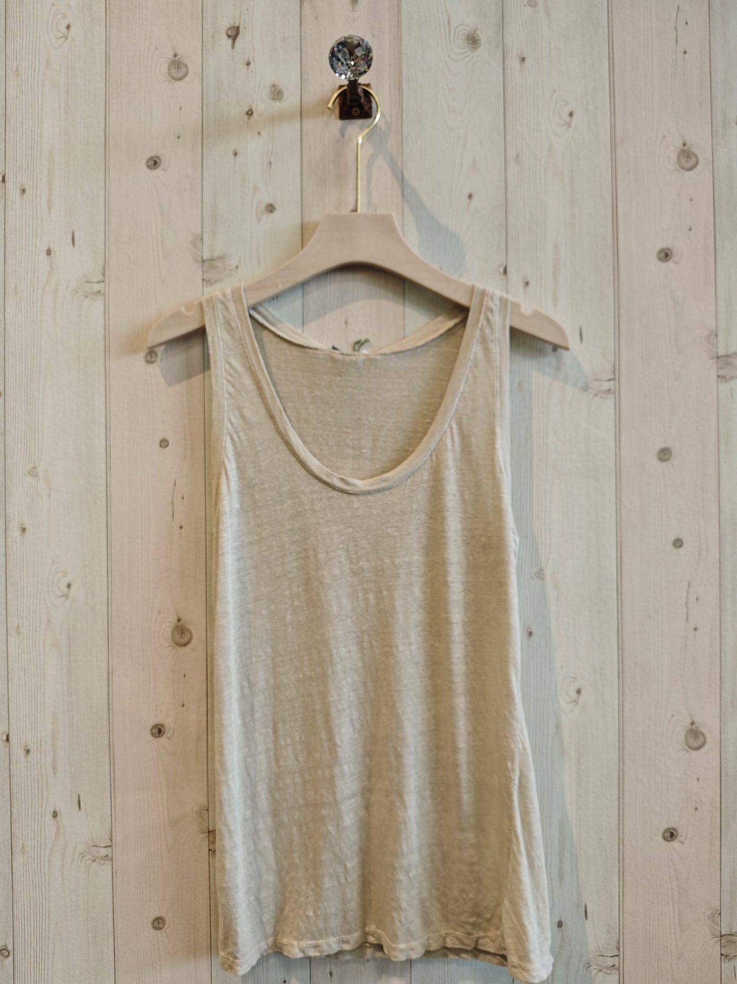 Réf-3981 T-SHIRT BASIQUE À BRETELLES 100 % LIN