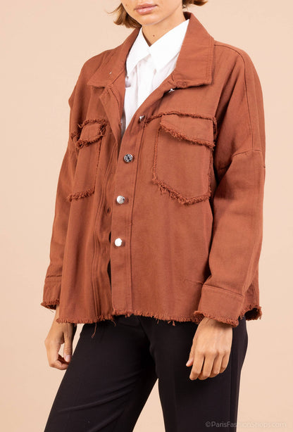 Denim Jacket En Coton Effet Déchirée @4321_VeDenimDechiree