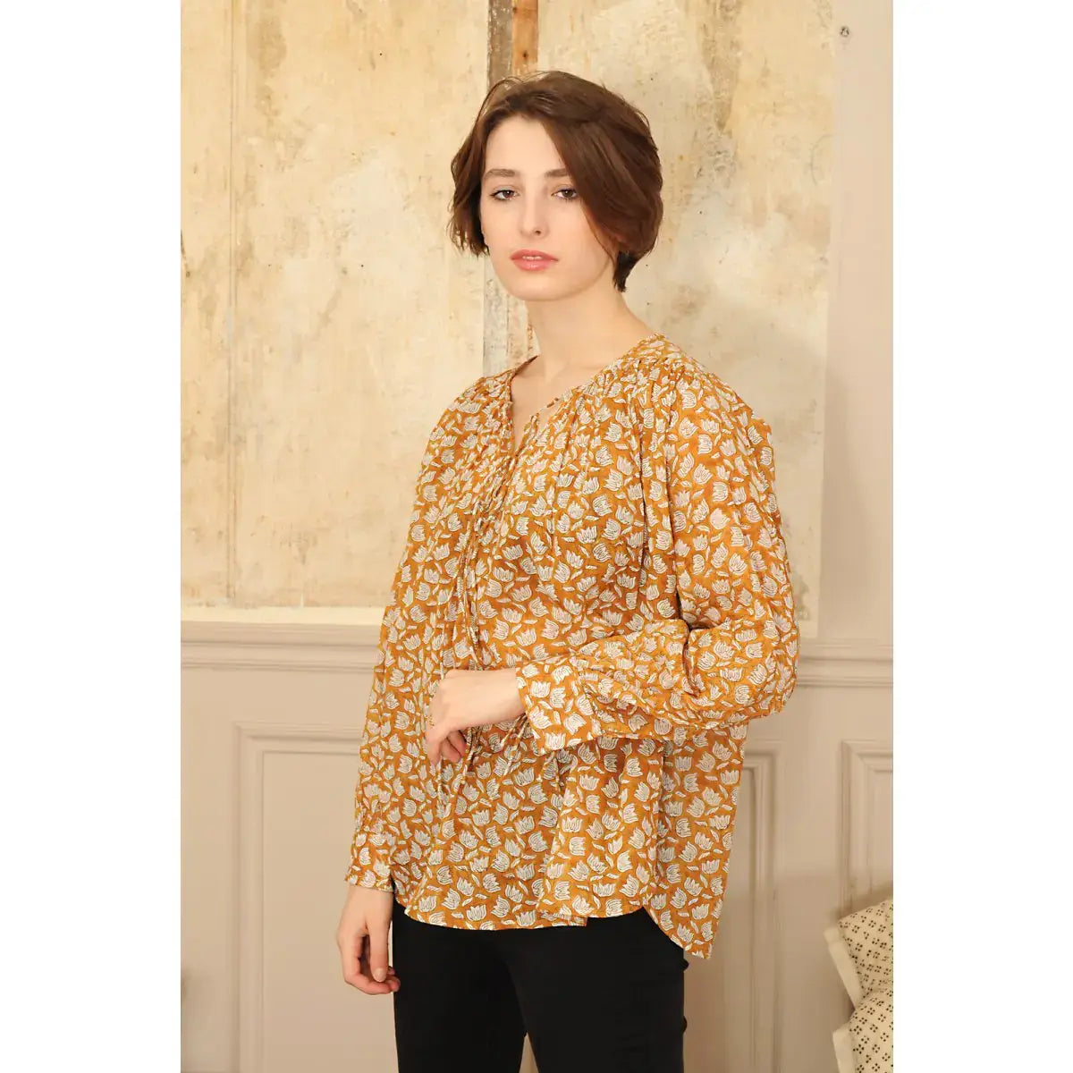 Top manche longues en voile de coton DONNA