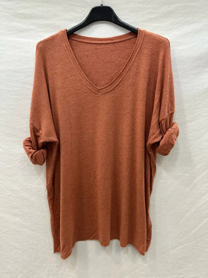 Pull en fine maille double col @6337_PulVVFente