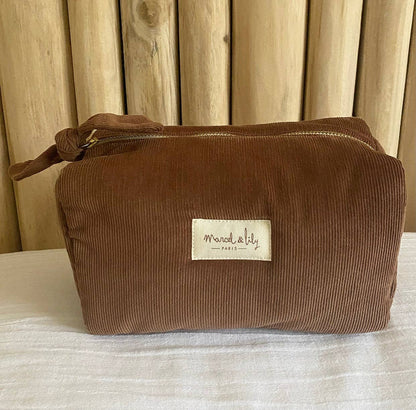 Trousse de toilette- Velours - Châtaigne