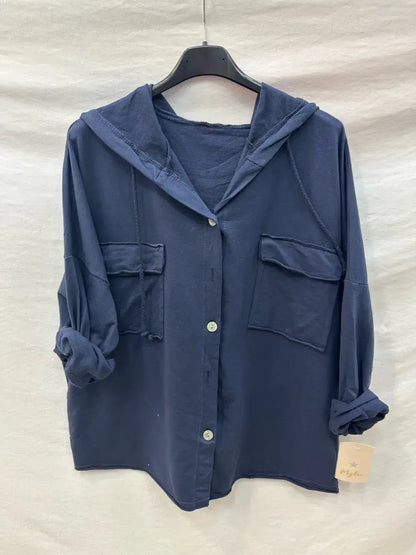 Gilet Boutonnage À Capuche Avec Deux Poches @10283_GiBoutPoc