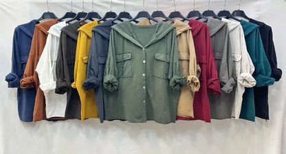 Gilet Boutonnage À Capuche Avec Deux Poches @10283_GiBoutPoc