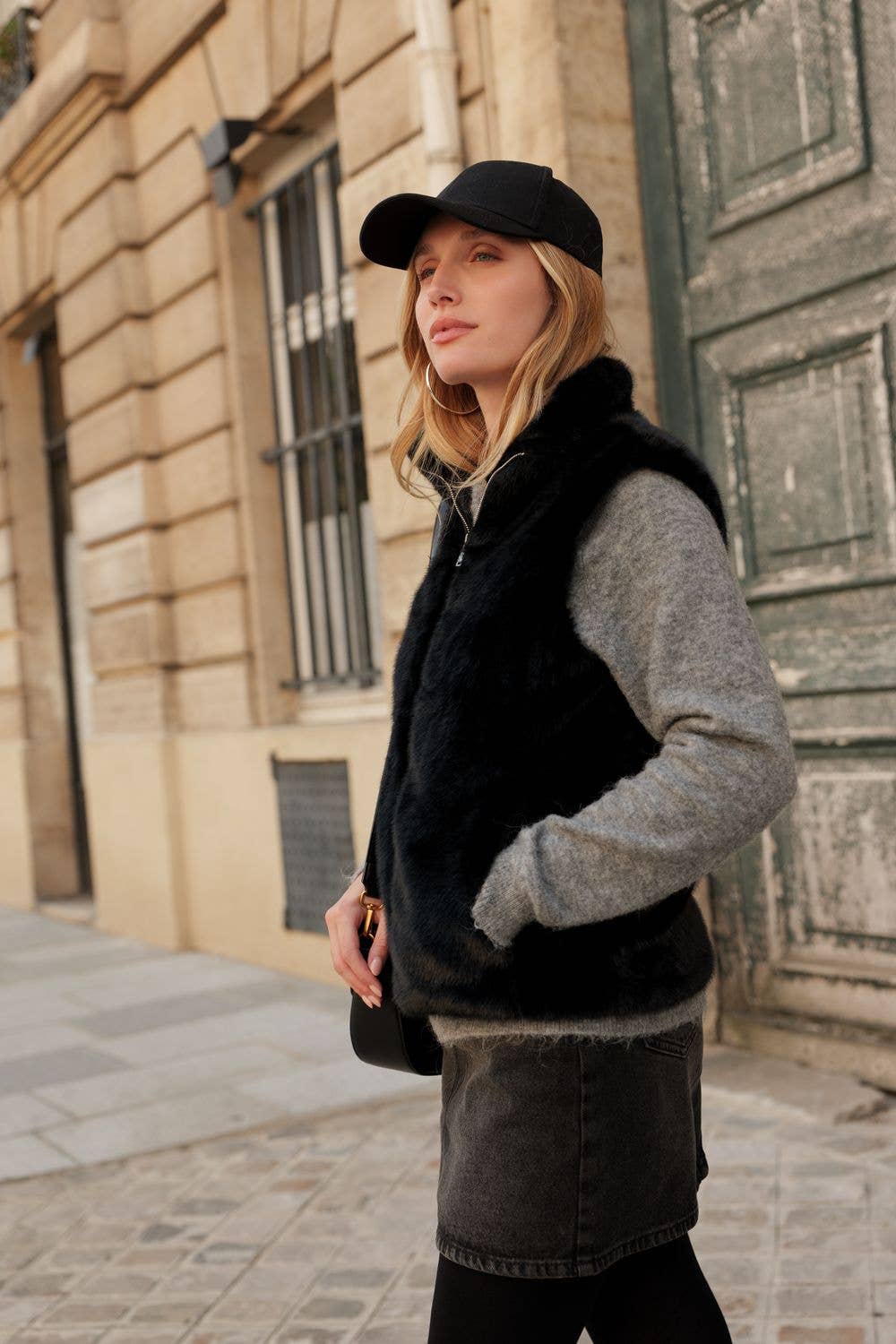 Gilet sans manche en fausse fourrure ultra douce