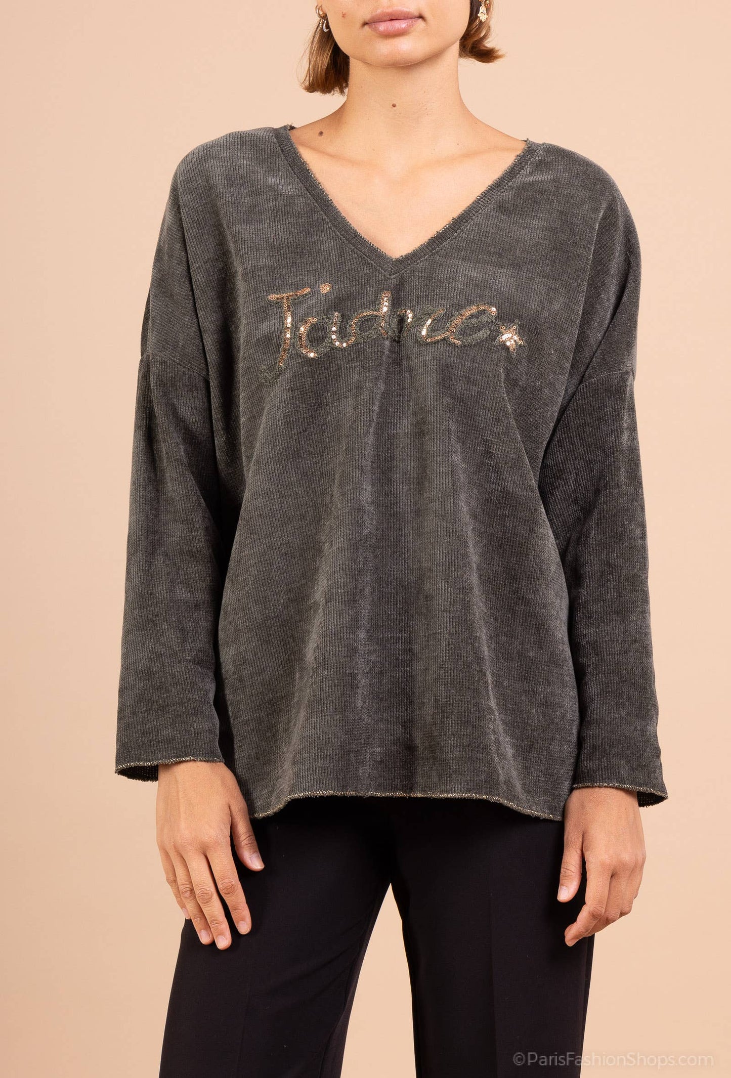 Sweat-shirt En Velours j'adore @4589_HVJadore