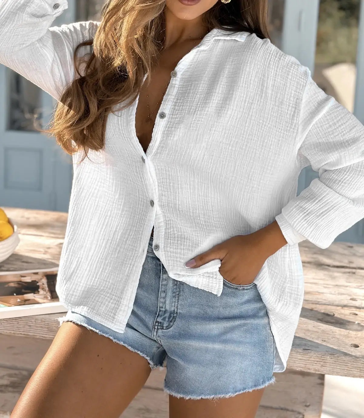 Chemise large en gaze de coton - 7583-1