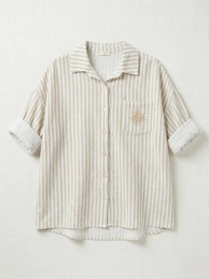 Chemise  Rayée et Soleil Brodé @91945_ChPocheSoleil