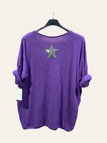 Haut en coton avec Étoile en strass au dos