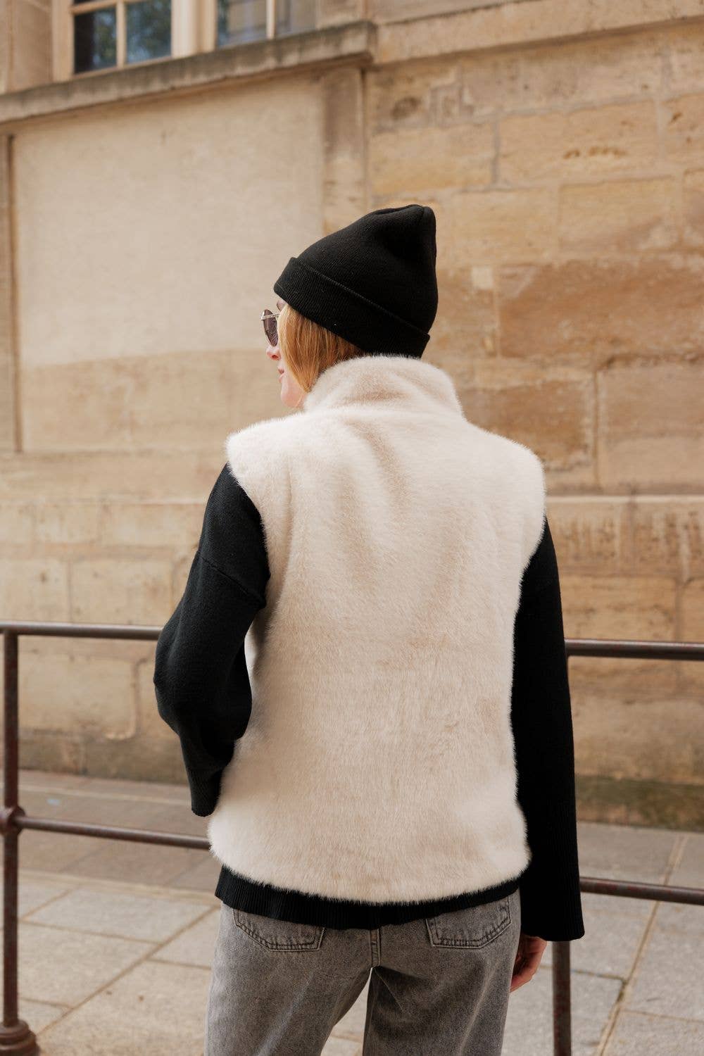 Gilet sans manche en fausse fourrure ultra douce