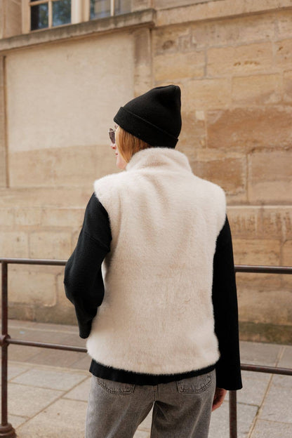 Gilet sans manche en fausse fourrure ultra douce