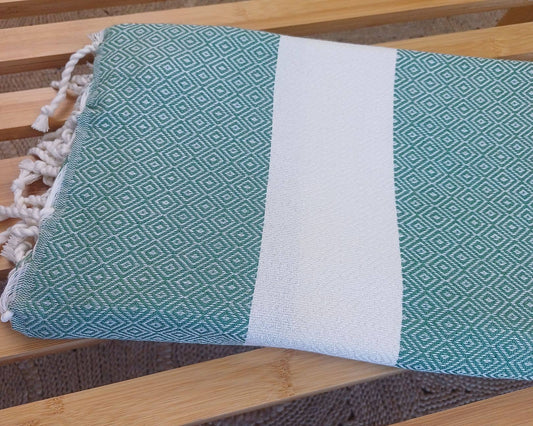 Fouta chevron Djerba Vert sauge 100% coton