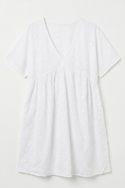 Robe Courte en Broderie Anglaise de Coton @6519_RCBroderie