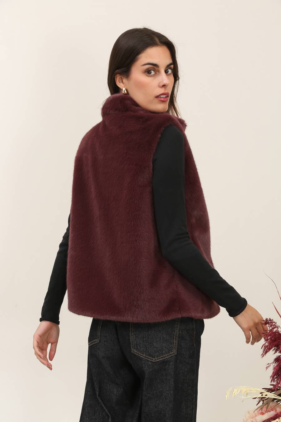 Gilet sans manche en fausse fourrure ultra douce