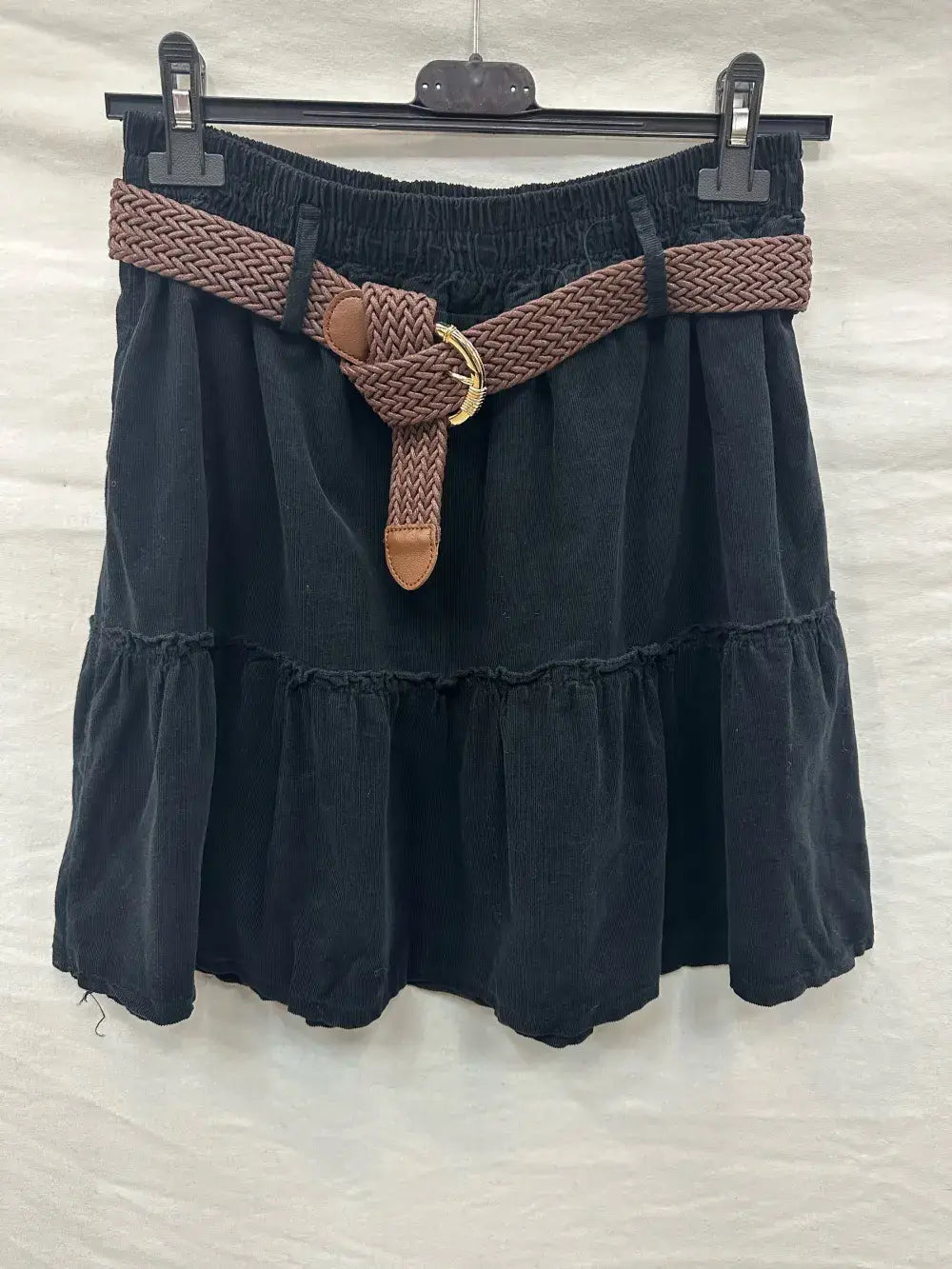 Jupe Courte À Volants En Velours @9731_JuVCourte