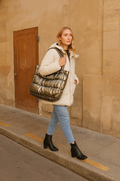 Sac cabas matelassé surpiqûres doudoune