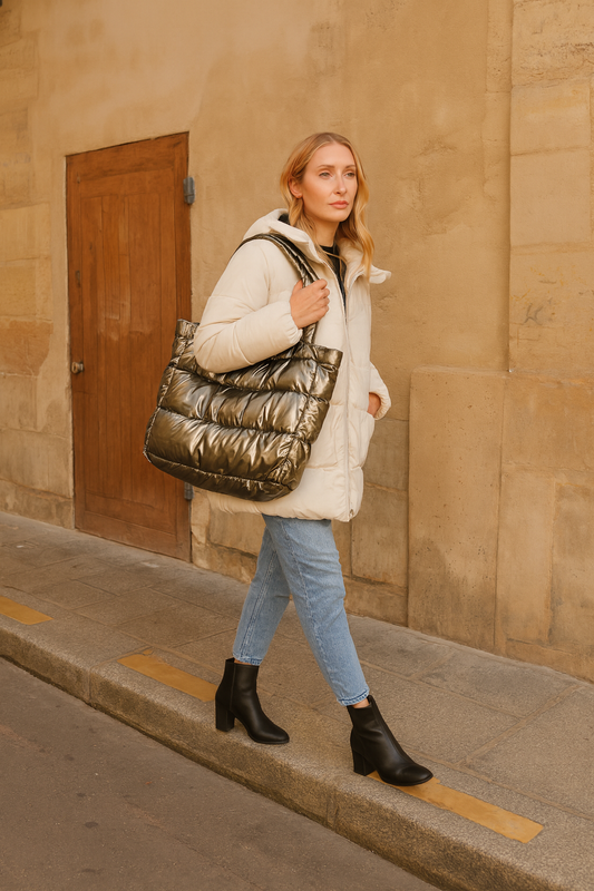 Sac cabas matelassé surpiqûres doudoune