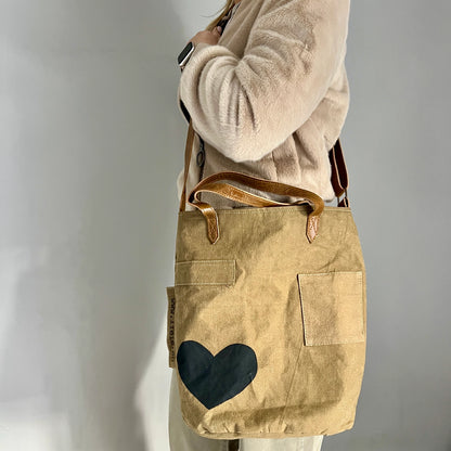 Vintage Sac Seau cœur noir (toile foncée)