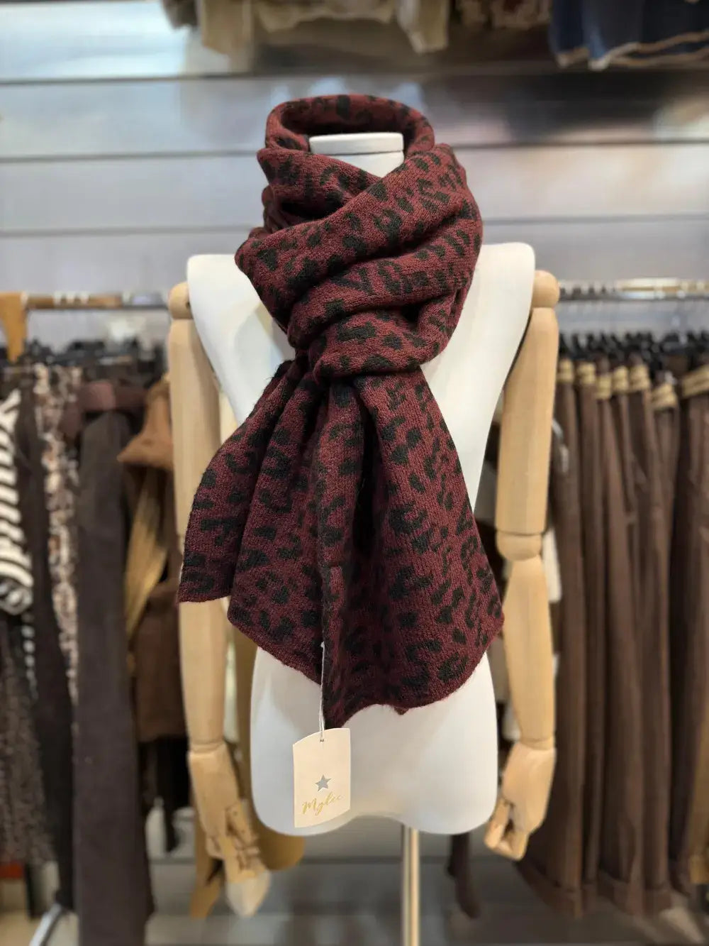 Écharpe En Maille Léopard Réversible @35725_EcharpeLeo