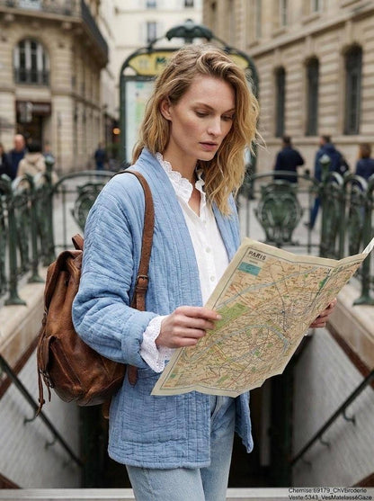 Veste matelassée en gaze de coton @5343_VesMatelasséGaze