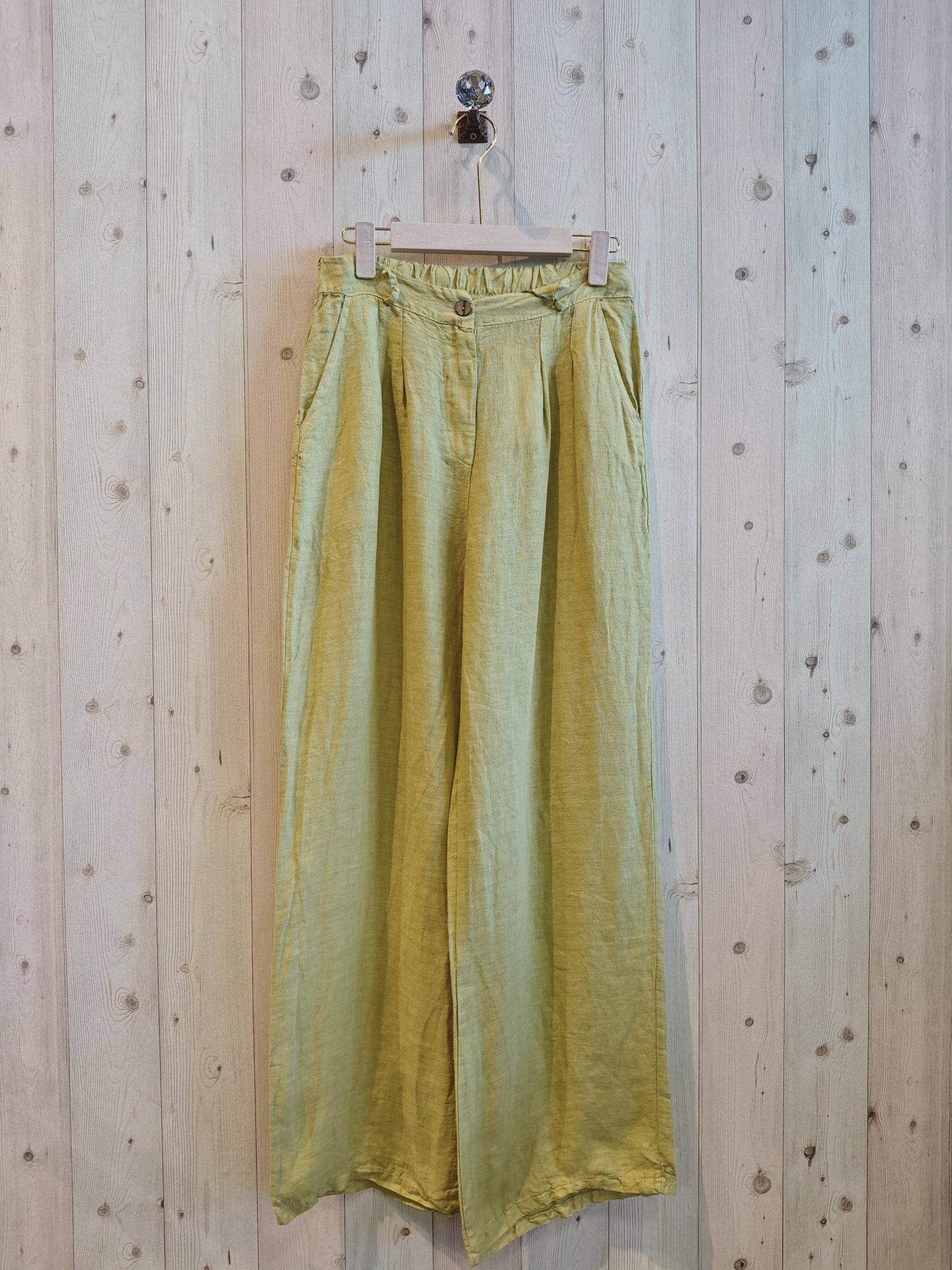 Ref-30523 PANTALON AVEC UN BOUTON LIN 100 %