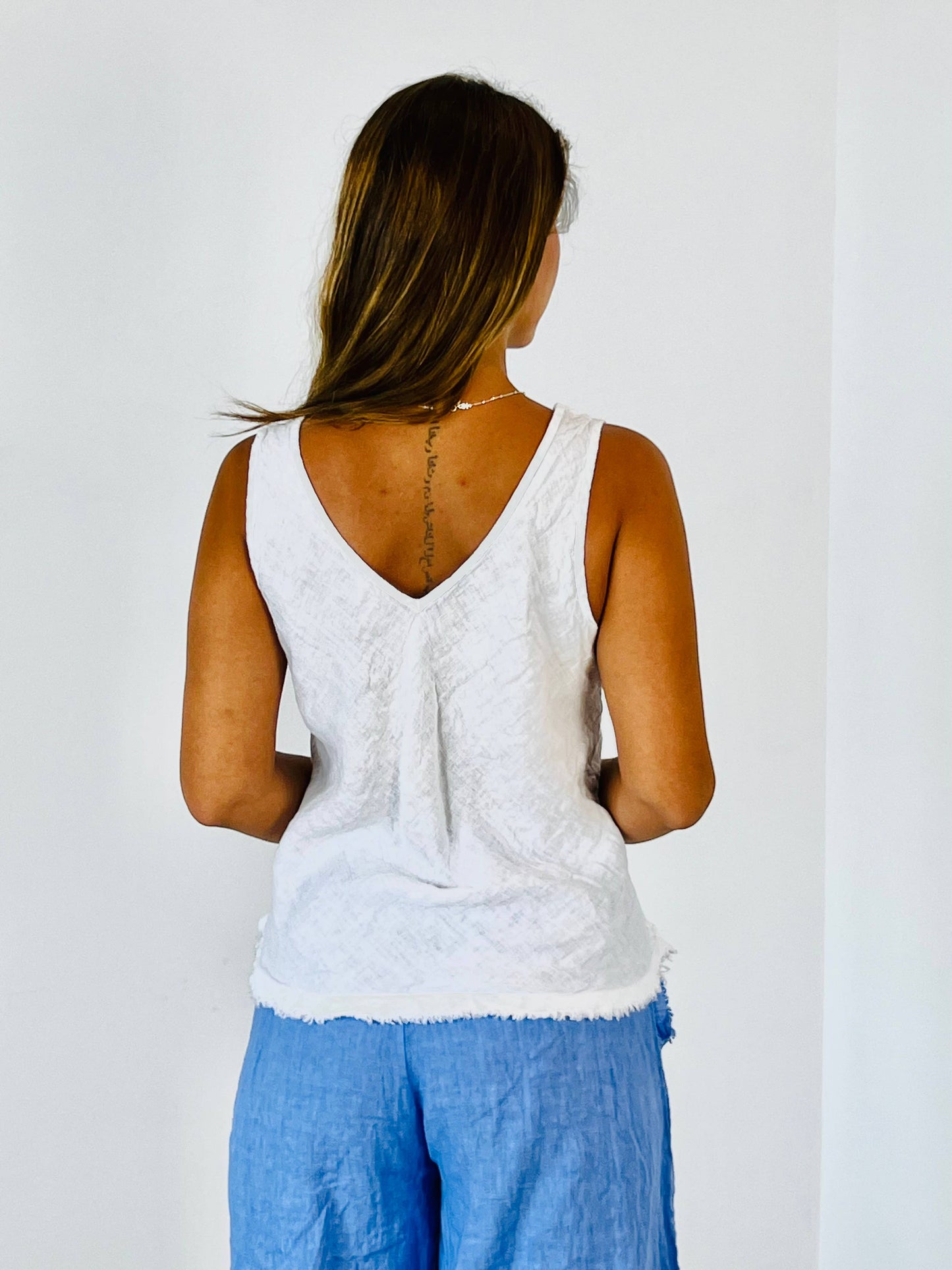 Ref-21591 T-shirt sans manches 100 % lin