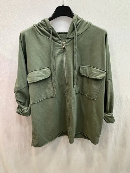 Gilet capuche avec zip et poches @8633_GZipPoches