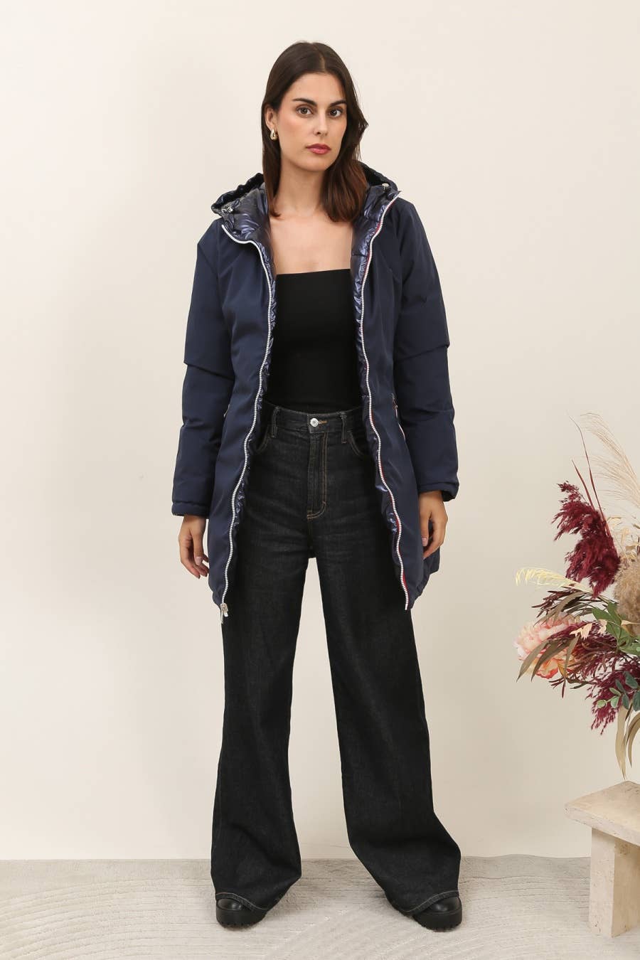 Doudoune mi-longue réversible imperméable