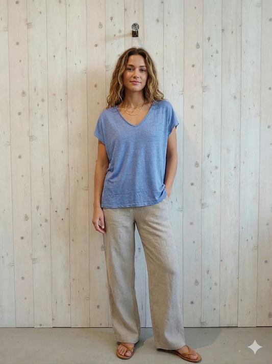 Réf-2296 T-shirt basique lin 100%
