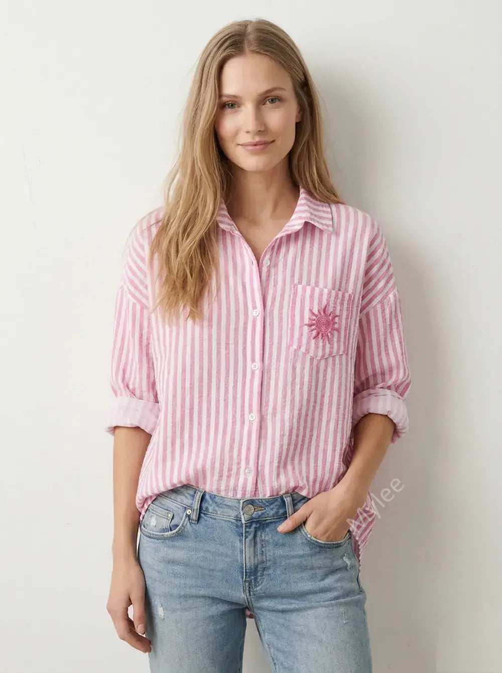 Chemise  Rayée et Soleil Brodé @91945_ChPocheSoleil