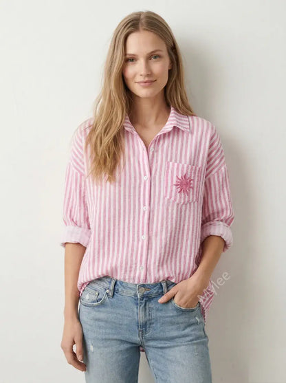 Chemise  Rayée et Soleil Brodé @91945_ChPocheSoleil
