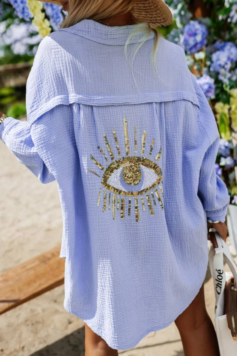 Chemise gaze de coton avec motif oeil - 6622