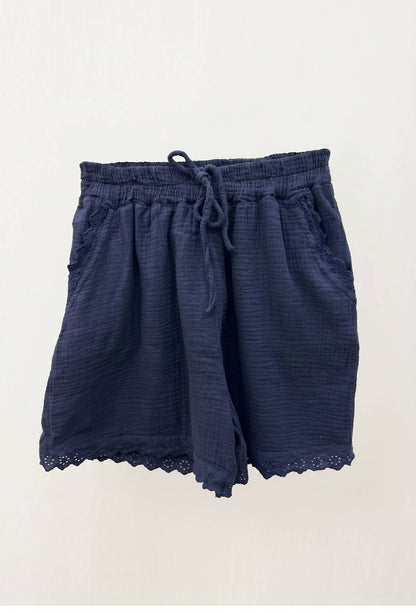 Short en Gaze de Coton avec Broderie @3611_ShBrodeGaze