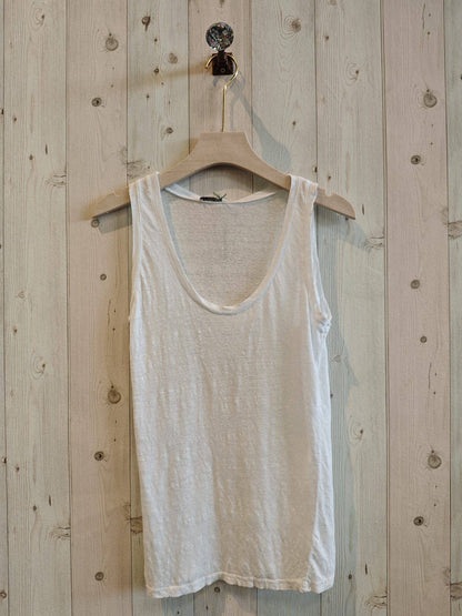 Réf-3981 T-SHIRT BASIQUE À BRETELLES 100 % LIN