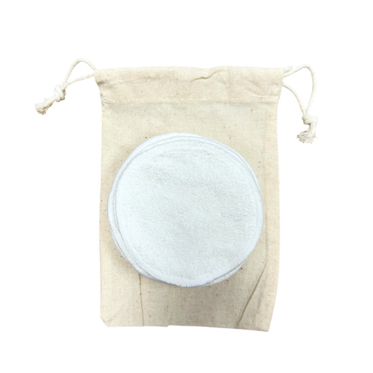Set 10 lingettes démaquillantes lavables dans sac coton écru