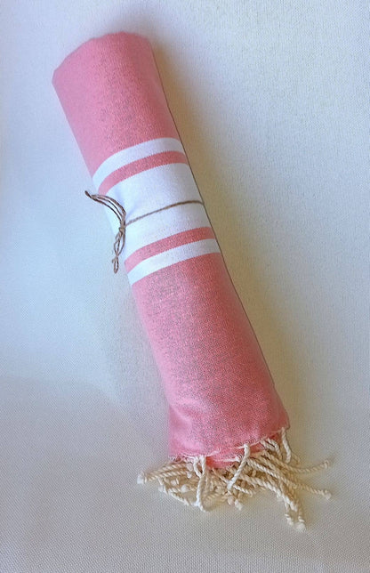 Tote Bag Fouta bande blanche Auténtica Rose pêche