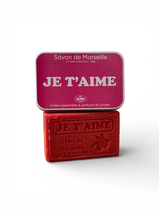 Savon de Marseille "Je t'aime" 125g avec sa boite métal