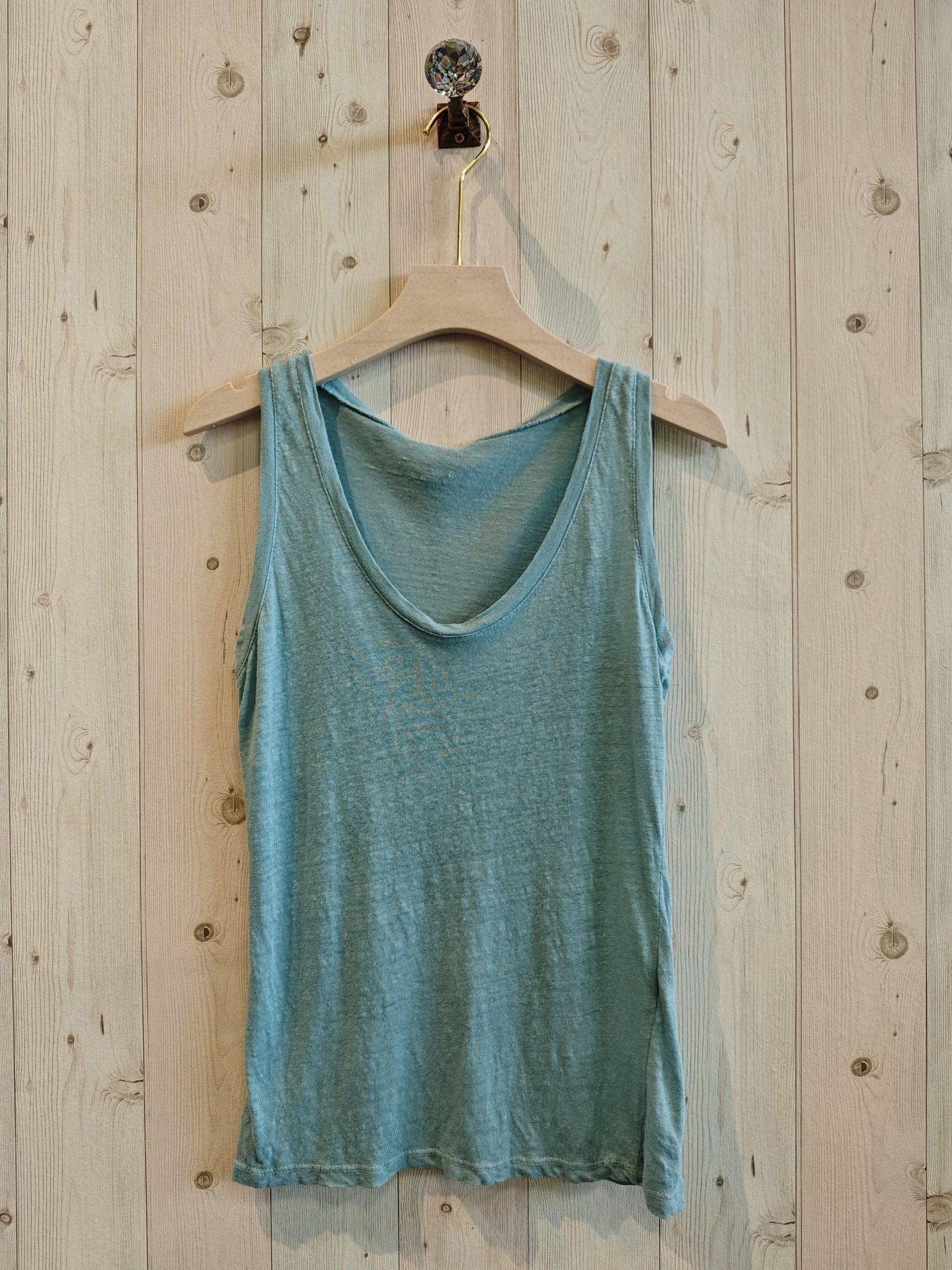 Réf-3981 T-SHIRT BASIQUE À BRETELLES 100 % LIN