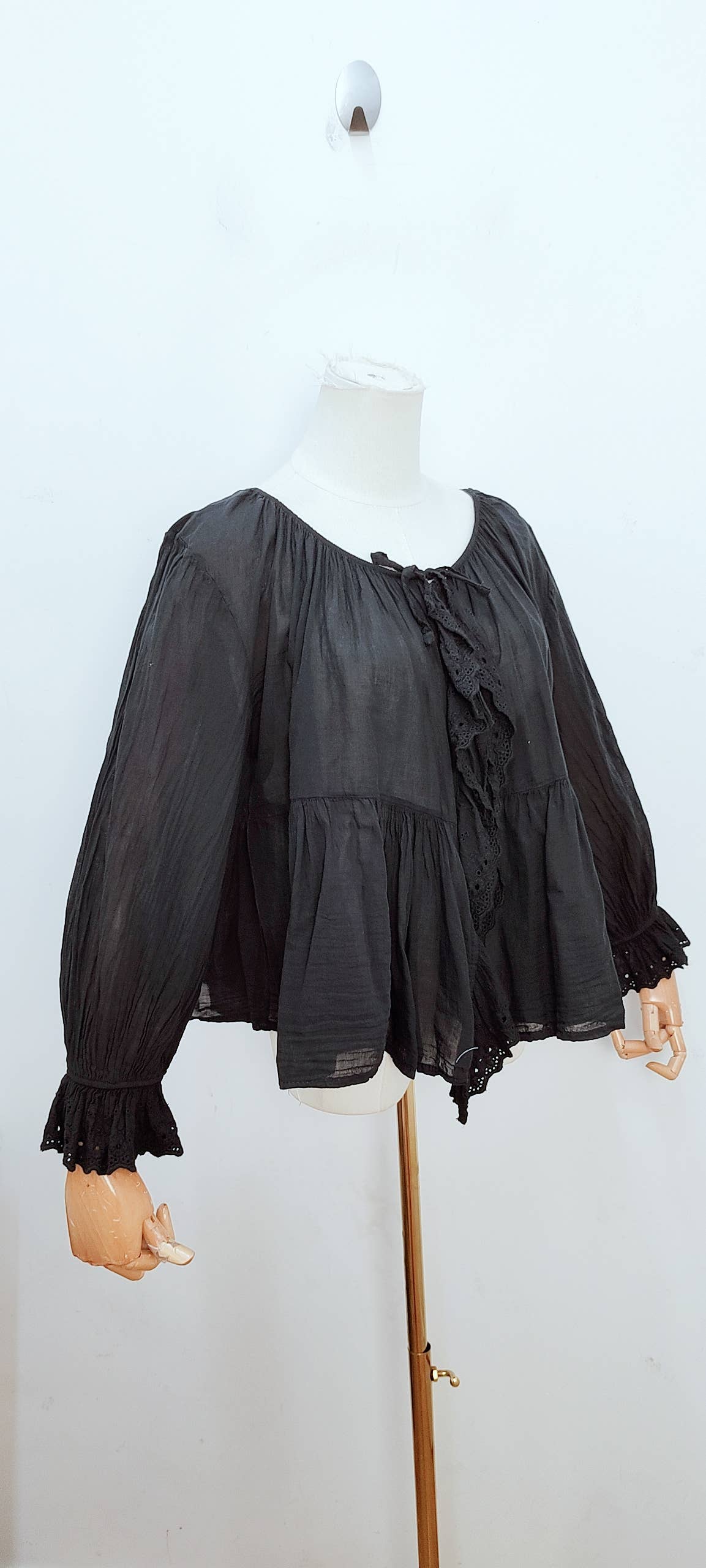 Blouse bohème manches longues à volants